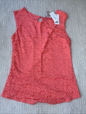 Banana Republic Coral Lace Sleeveless Blouse